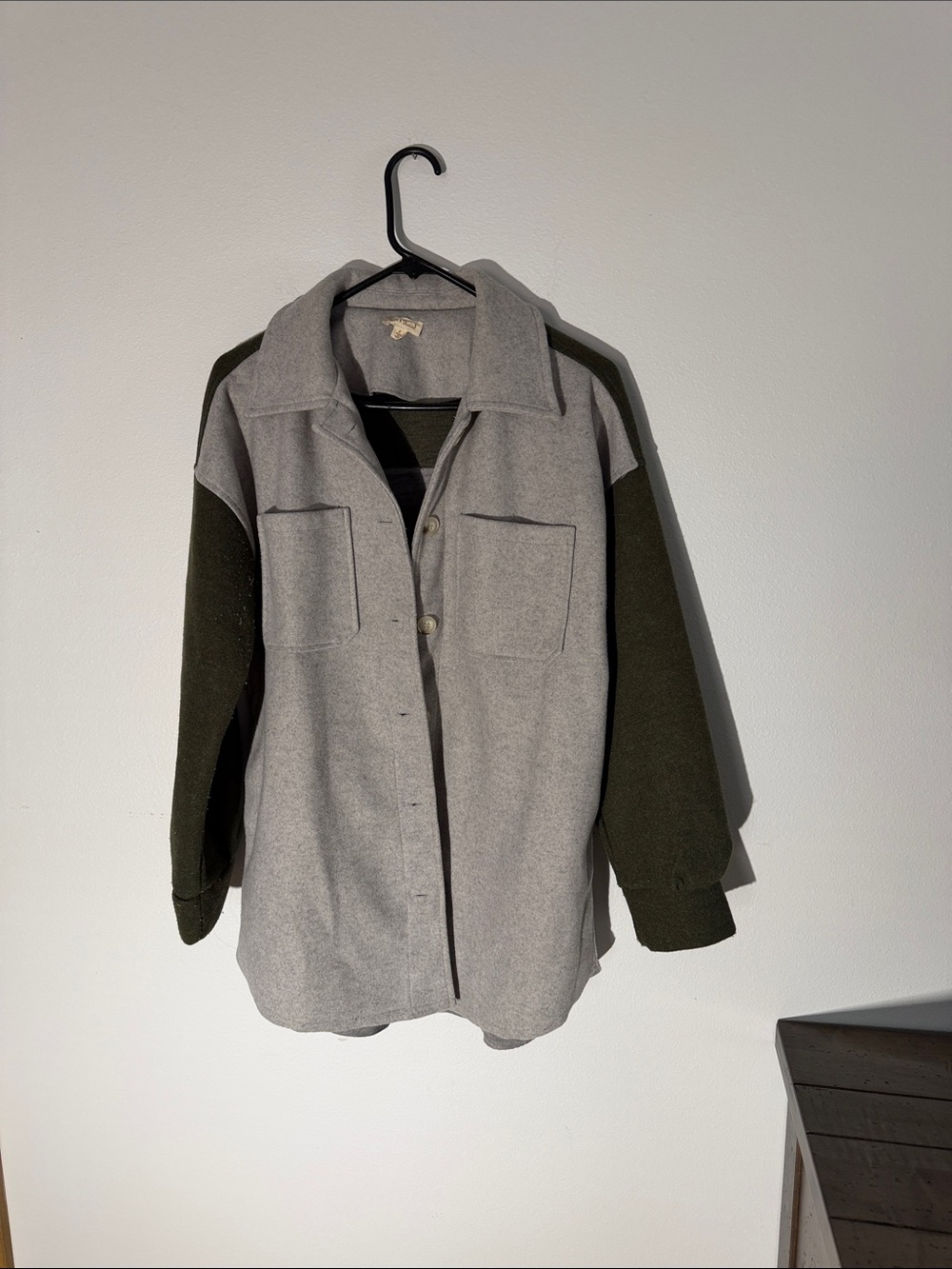 Hem & Thread Light Gray Wool Blend Shacket